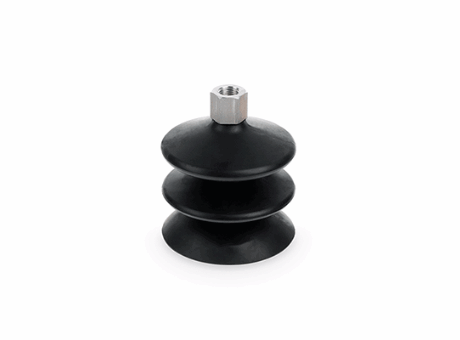 VVP-85-T- Round vacuum cups with double bellows - with support, vulcanised rubber