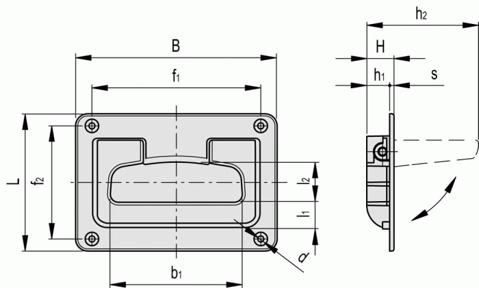 ELESA - Free CAD models - MPR - Folding handle with recessed tray ...