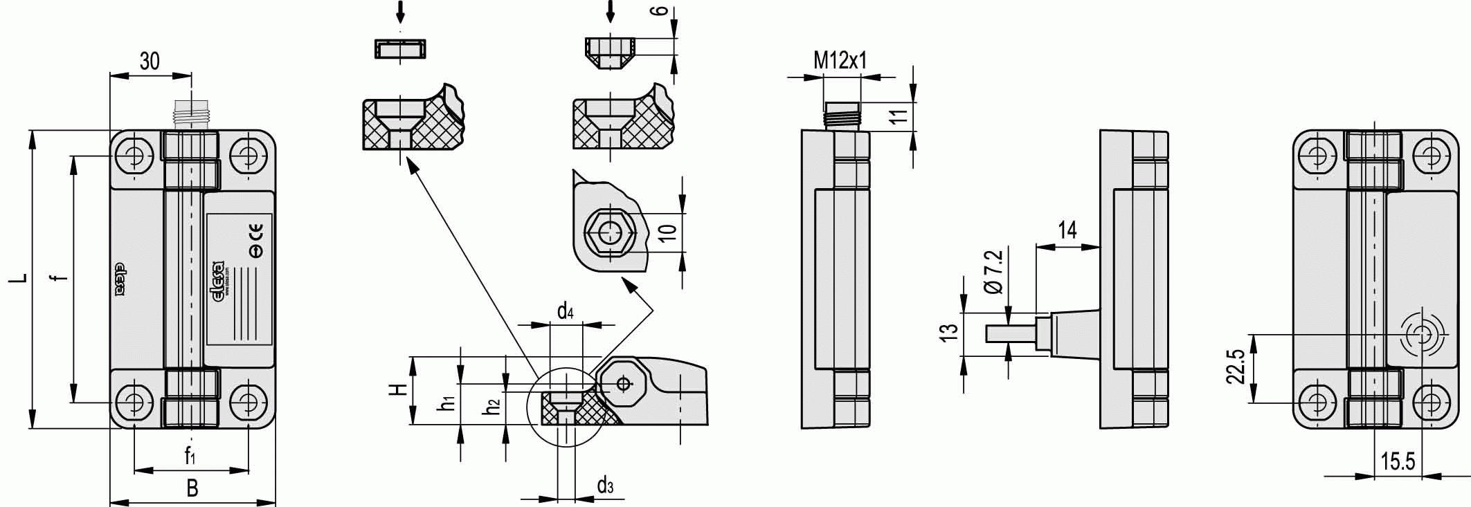 ELESA - 免费 CAD 模型 - CFSW. - 内置多重安全开关的铰链 - 超级高科技聚合体 - TraceParts