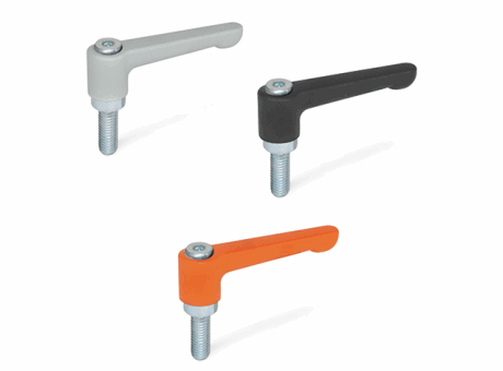 14-104 MANETTE INDEXABLE ZAMAC, DROITE, À TIGE FILETÉE ACIER ZINGUÉ