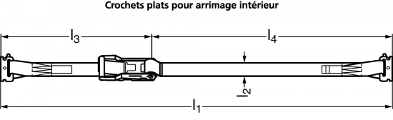 Sangle 2 parties à tendeur, pour arrimage intérieur - Schéma