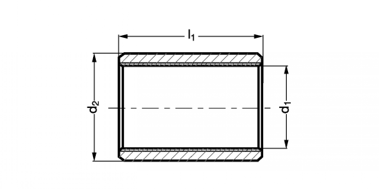 Bague autolubrifiante cylindrique, revêtement PTFE - Schéma