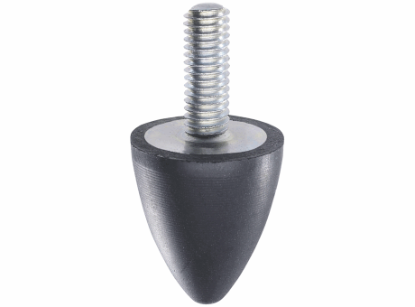 35-30 BUTÉE CAOUTCHOUC CONIQUE, À TIGE FILETÉE ACIER OU INOX, 55 SHORE