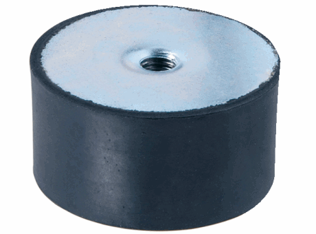 35-33 BUTÉE CAOUTCHOUC CYLINDRIQUE, TARAUDÉE, ACIER OU INOX, 55 SHORE