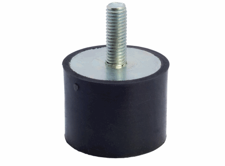 35-32 BUTÉE CAOUTCHOUC CYLINDRIQUE, À TIGE FILETÉE ACIER OU INOX, 55 SHORE