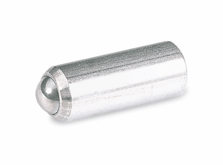 32-48 POUSSOIR À RESSORT À BILLE, LISSE, INOX