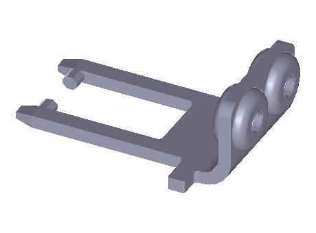 Bent actuator, with increased overtravel and rubber bush
