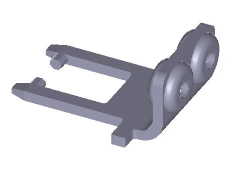 Bent actuator, with rubber bush