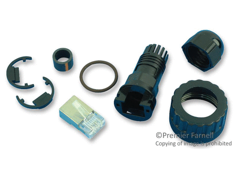 Sealed Ethernet, 8 Contact, Plug, RJ45, Cable Mount
