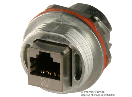 Sealed Ethernet, 8 Contact, Receptacle, RJ45, Panel Mount, Gold Plated Contacts