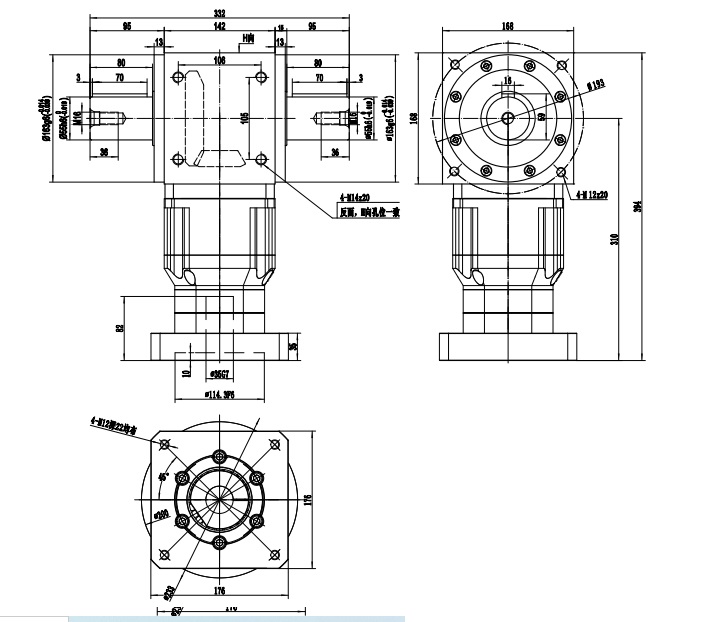 锋桦传动科技有限公司 - 免费 CAD 模型 - AAW165AS 2P雙出力軸型式（減速機12-100） - TraceParts