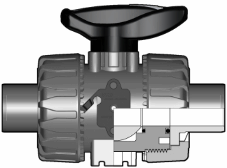 DUAL BLOCK® 2-way ball valve with male ends for socket welding, metric series