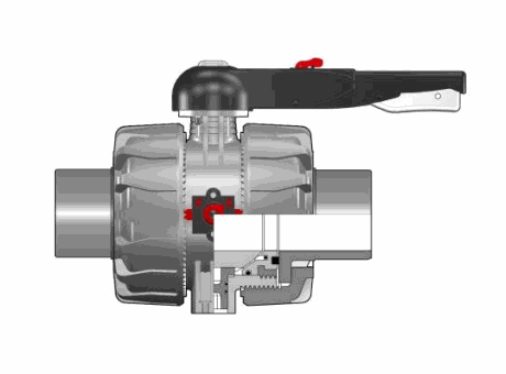 DUAL BLOCK® 2-way ball valve with male ends for socket welding, metric series
