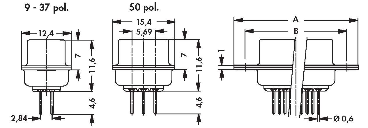 Dbheader Fischer Elektronik GmbH & Co. KG - 免费 CAD 模型 - DB … T ..., D-Sub female ...