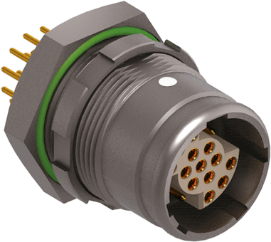 Panel Rear Mounted Receptacle Front-projecting Quick-release 19 way LV IP68 unmated
