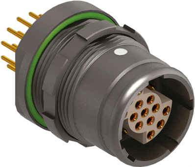 Panel Rear Mounted Receptacle Front-projecting Quick-release 12 way LV IP68 unmated