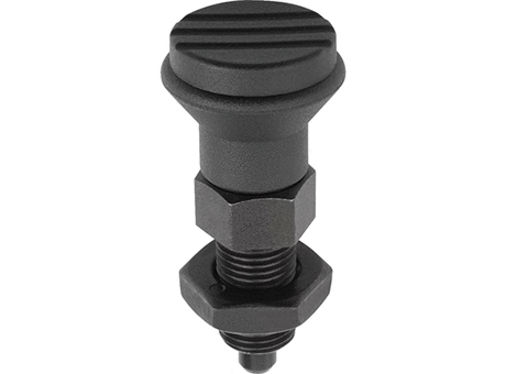 Indexing Plungers - Steel Hand Retractable Plunger w/ Collar - Mushroom Handle - Hardened Pin - Jam Nut - Inch (03090)