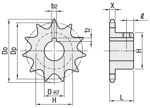 Dimensionnal drawing (Sprockets)