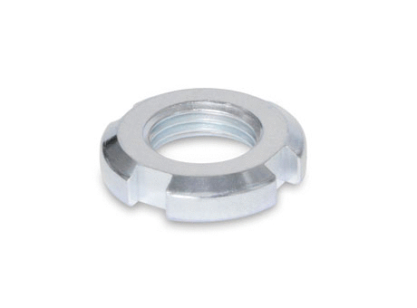 DIN 70852 Slotted Locknuts, Steel, Flat Design