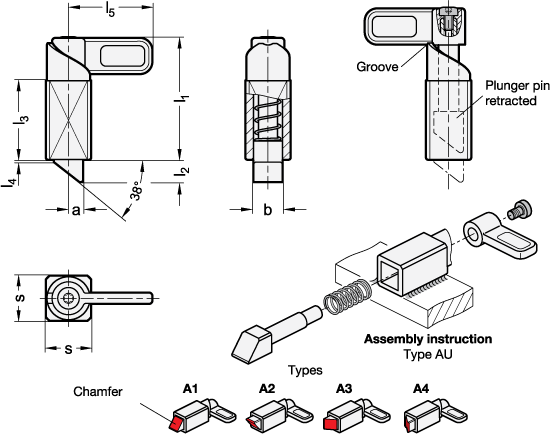 GANTER - Free CAD models - GN 724.1 Spring Latches, Steel / Stainless ...