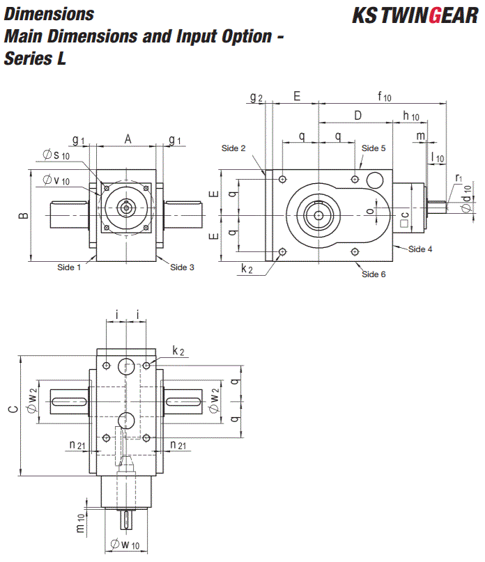 Dimensions Main Dimensions and Input Option - Series L