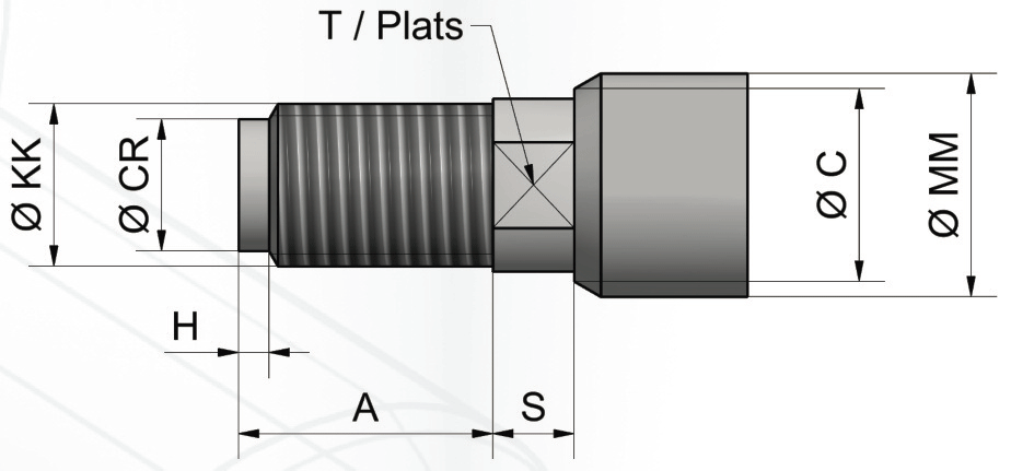 Extremidade da haste com filamento exterior
