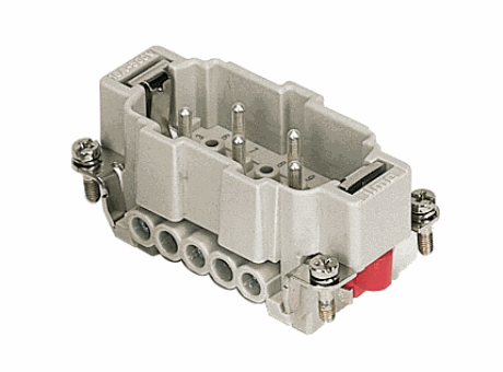 male insert, 3 poles + PE, screw terminal connections, 16A max, 830 V, (2 poles (16A max - 500V/6kV/3)), 8kV, 3, with male contacts, silver plated, size "57.27" insulated 830V, CLASS inserts, standard version