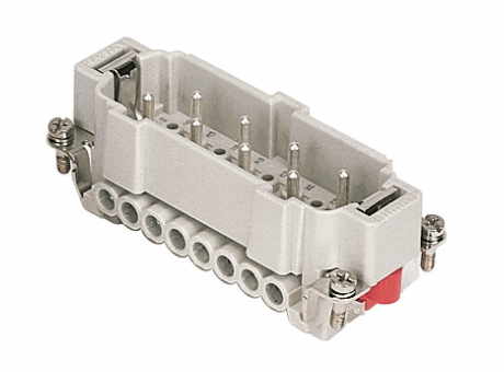 male insert, 6 poles + PE, screw terminal connections, 16A max, 830 V, (2 poles (16A max - 500V/6kV/3)), 8kV, 3, with male contacts, silver plated, size "77.27" insulated 830V version, CLASS inserts, standard version