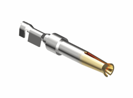 female crimp contact, SI series, 5 A, stamped gold plated, wire cross section 0,08 - 0,21 mm², AWG 28 - 24, coil packaging, for 50 mating cycles