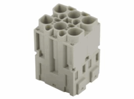 frutto presa, 6 poli, Connessione a crimpare, 40A max, 830 V, (8 poli (10A max - 830V/8kV/3)), 8kV, 3, per contatti femmina 40A e 10A, 2 moduli, frutti modulari serie MIXO