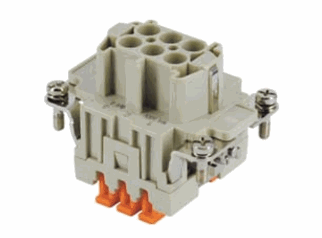 female insert, 6 poles + PE, Spring connection contacts SQUICH, 16A max, 500 V, 6kV, 3, with female contacts, silver plated, size "44.27", CLASS inserts, standard version