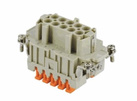 female insert, 10 poles + PE, Spring connection contacts SQUICH, 16A max, 500 V, 6kV, 3, with female contacts, silver plated, size "57.27", CLASS inserts, standard version