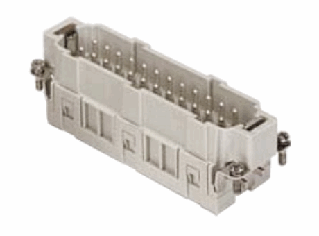 male insert, 24 poles +PE, spring terminal connections, 16A max, 500 V, 6kV, 3, with male contacts, silver plated, size  "104.27", CLASS inserts, standard version