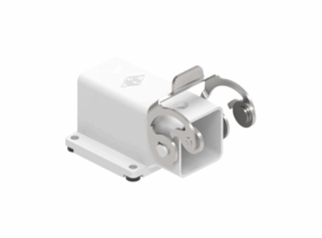 Angled Bulkhead mounting housing, CK series, with 1 stainless steel lever, without cable entry, size 21.21, fixing by 4 screws