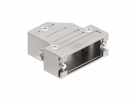 Hood, for 15p D-SUB, metal, hexagon screw, UNC 4-40 thread, side cable entry