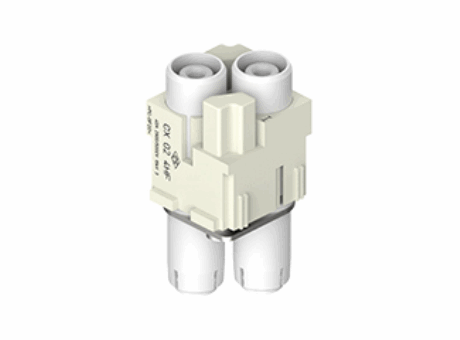 female modular insert, Mixo series, crimp connection, 2 poles, 2 modules, 40 A 2900/5000 V 15 kV 3, with heat-shrinking tube