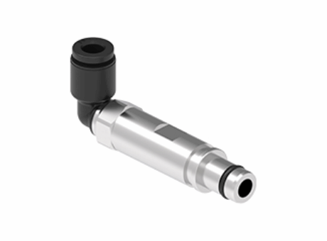 Male pneumatic metal contact, angled, quick-fitting, without shut-off valve, outer diameter 4 mm