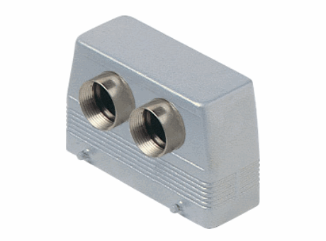 Kupplungsgehäuse Verschluss mit 4 Bolzen, Größe "77.27", mit 2 Kabelausgänge vorme, M25 x 2, Metall, IP66 (und IP69K DIN 40050 - 9);