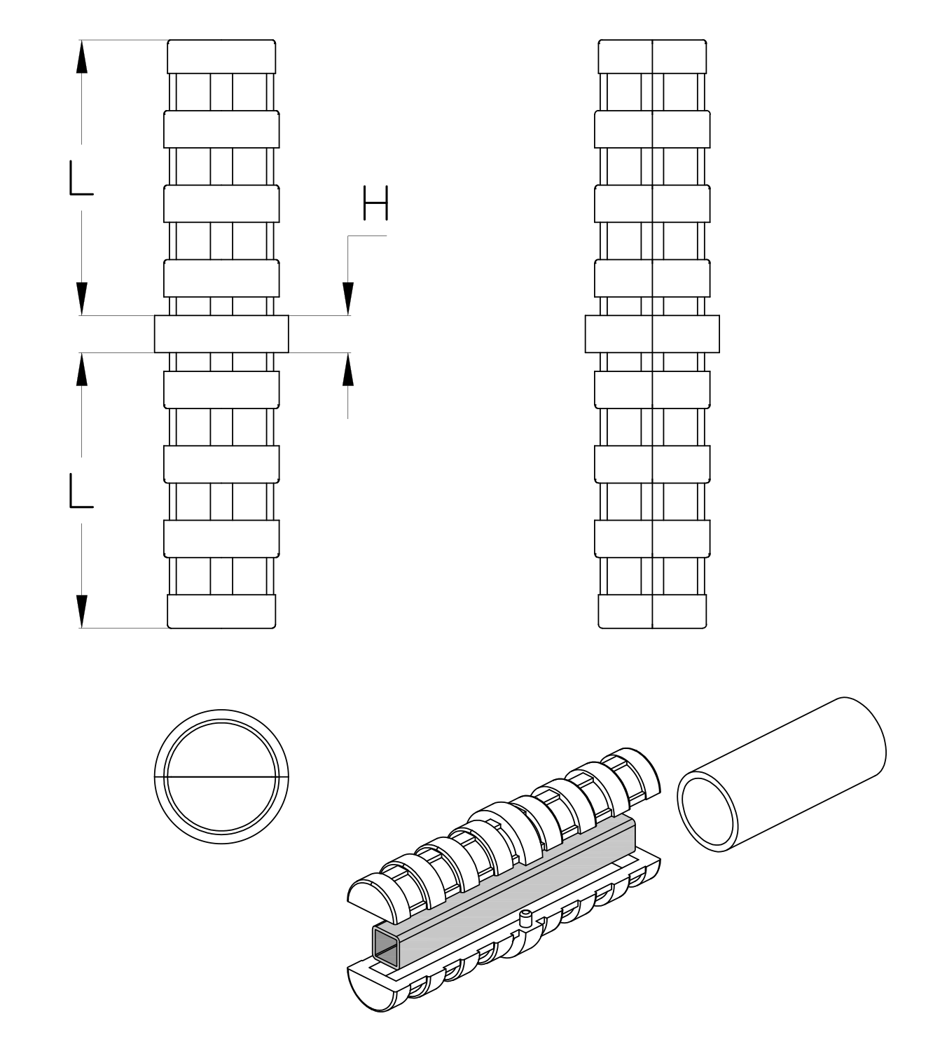 Tube Cad Module ISC Plastic Parts - Free CAD models - 2 TUBES STRAIGHT CONNECTOR WITH A ...