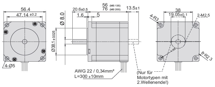Masszeichnung MS 135/200 HT-2