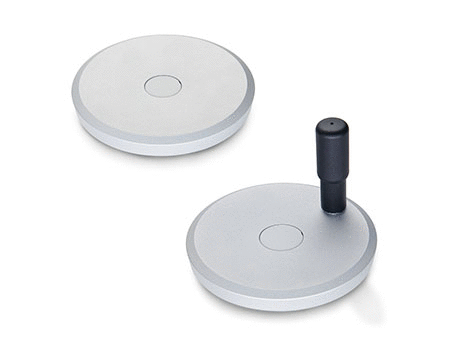 GN 923 Aluminum Flat-Faced Solid Disk Handwheels, with or without Revolving Handle