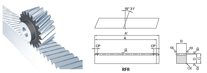 KHK USA Inc - Free CAD models - Hardened Ground Helical Racks (ZST ...