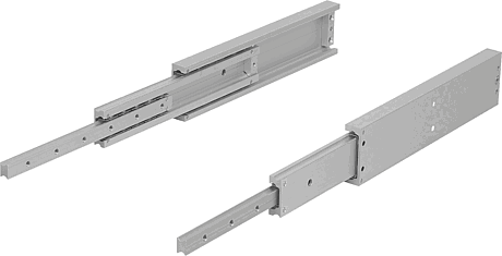 Telescopic slides, aluminium for side mounting, full extension, load capacity up to 300 kg