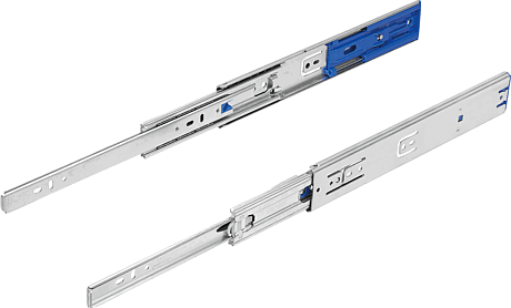 Steel telescopic slides for side mounting, full extension, load capacity up to 68 kg