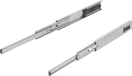 Telescopic slides, steel for side mounting, full extension, load capacity up to 100 kg