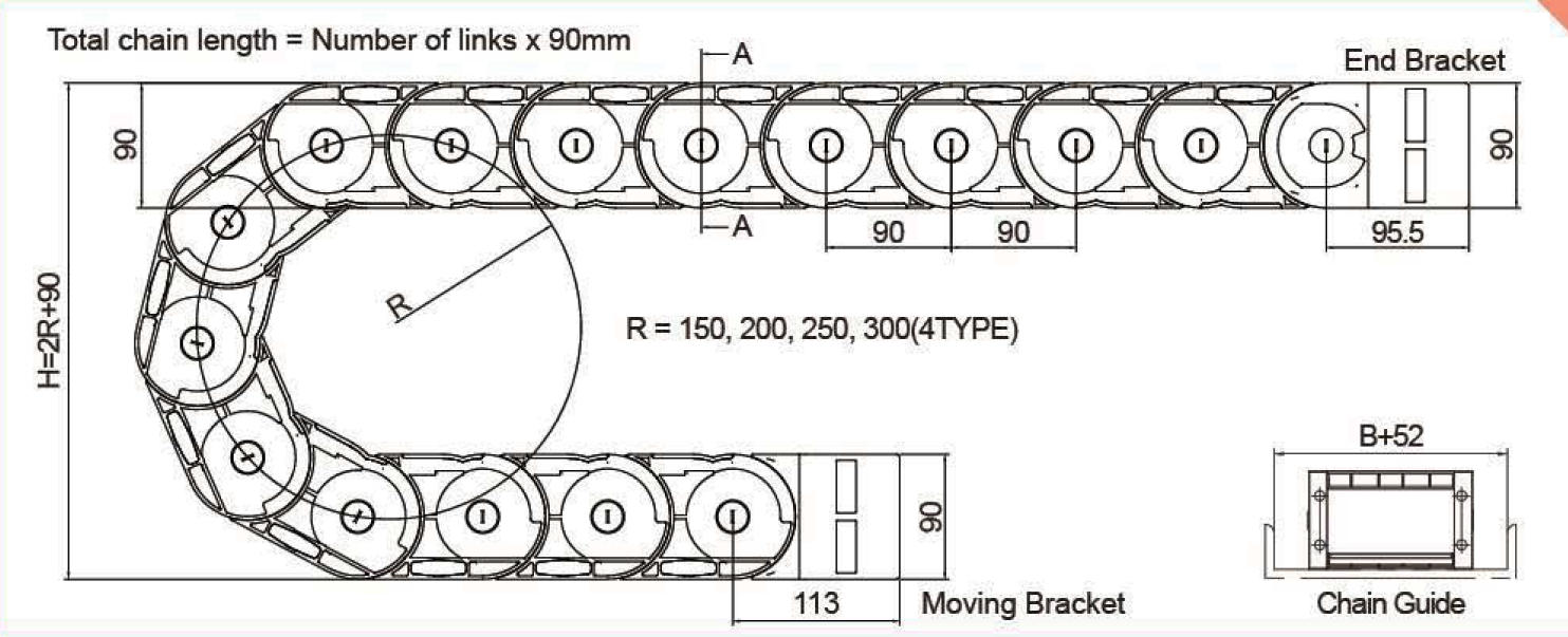 KUKJE Cable Chain - Free CAD models - KJS 090 Type Cablechain - TraceParts