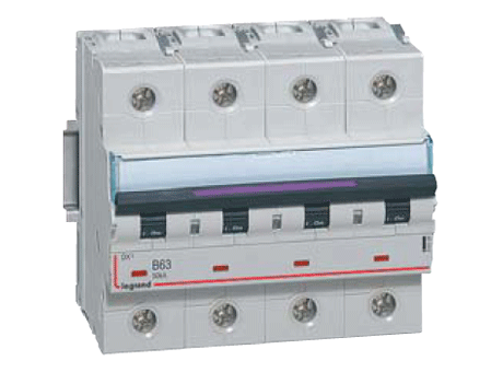 Disjoncteurs DX³ - 50 kA - Protection des départs - Tétrapolaires 400 V~ - Vis/vis - Courbe C