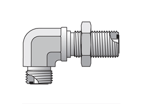 90 deg Bulkhead Union Elbow, O ring face seal