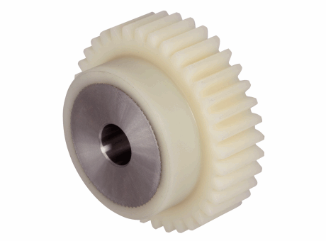 A1-321 ROUE DENTÉE DROITE PLASTIQUE MOYEU ACIER OU INOX MODULE 2,0 - LARGEUR DENTURE 20MM