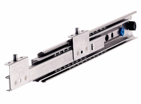 B3-050 GLISSIÈRE INOX AVEC ÉQUERRE - COURSE + 100% CHARGE MAXI PAR PAIRE : 50 À 120 KG